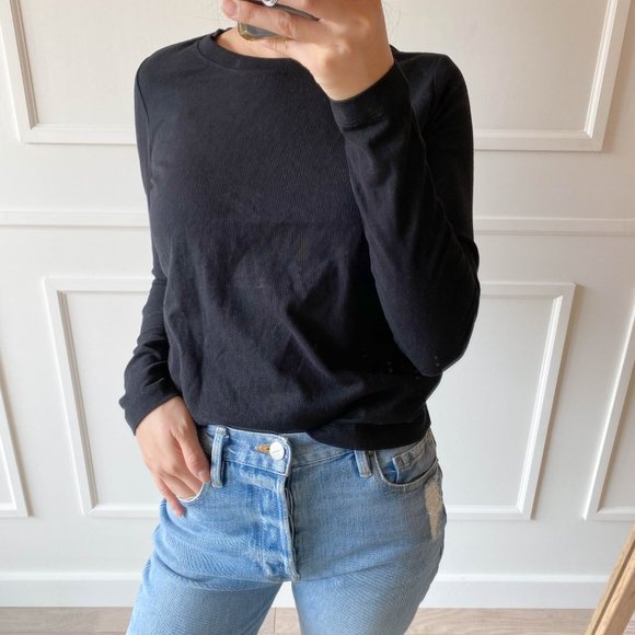 INTERMIX Classic Long Sleeve T-Shirt Black P (XS) - Picture 4 of 10